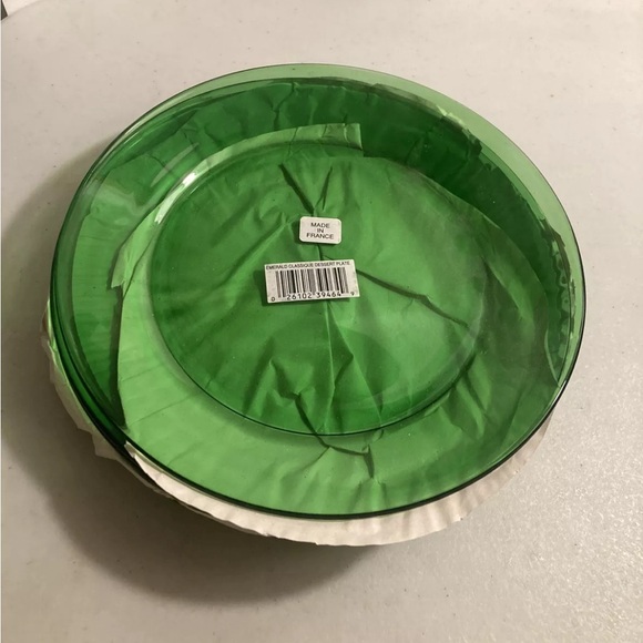 NOS Arcoroc Set Of 4 Emerald Classique Green Dessert 7 3/4” Glass Plates - Picture 5 of 9